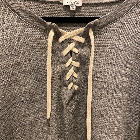 Splendid Grey Thermal Long Sleeve Top - Picture 5 of 5